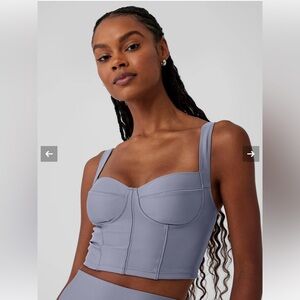 ALO Yoga Airlift Winter Warm Cropped Supermoto Tank sports bra in Fog size S NWT